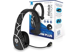 Blue Tiger Storm Plus Road Edition-Premium Trucker Bluetooth 5.2 Headset-Wireless Noise Canceling Mono Headset with Mic-High-Fidelity Sound,45-Hour Talk Time, USB-C Charging-for Truck Drivers