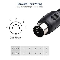 Cable Matters 2-Pack 5 Pin DIN MIDI Cable, 5 Pin