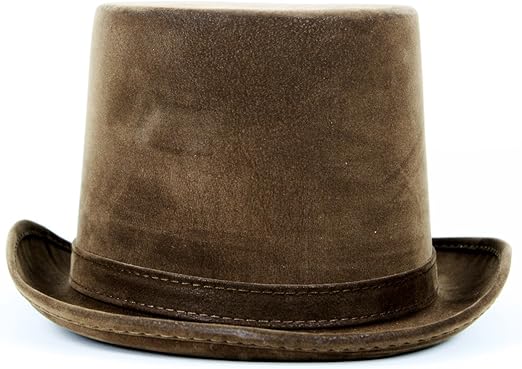 brown leather top hat