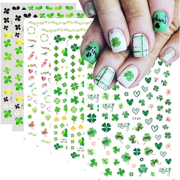 Beaupretty St. Patrick’s Day Nagelaufkleber – 10 Blätter Mit Kleeblatt-Motiven, Für Maniküre & Nail Art