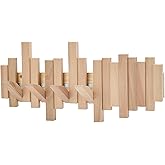 HLYYCC Natural Wood Wall Mounted Piano Coat Rack | Mounted Coat | Flip Up Wall Hook 6 Hooks | Entry Art Hooks in Walnut (Wood Color, 6)