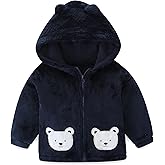 Toddler Winter Coat Fleece Zip up Hooded Bear Ears Warm Fuzzy Baby Kids Jacket Outerwear Sweater