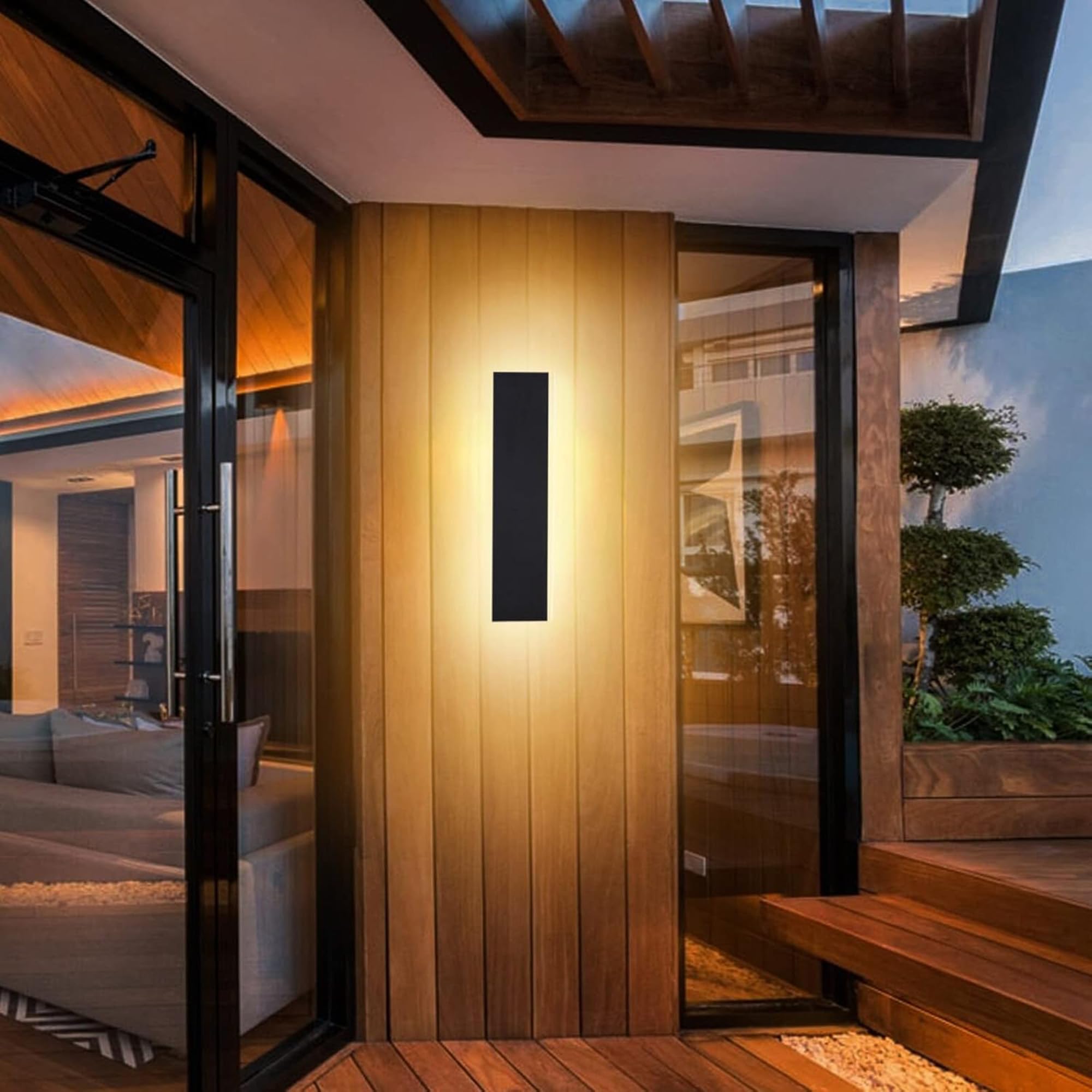 LED Wall Light Outdoor/Indoor Long Wall Lamp Anthracite, IP67 Waterproof Exterior Wall Lights Aluminum Alloy Black Outdoor Light for Terrace Wall Lamp for Gardens, Villa, Warm Light, 30 * 5cm, 7W