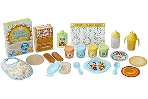 Melissa & Doug Mine to Love Mealtime Play Set for Dolls with Bottle, Pretend Baby Food Jars, Snack Pouch, More (24 pcs)