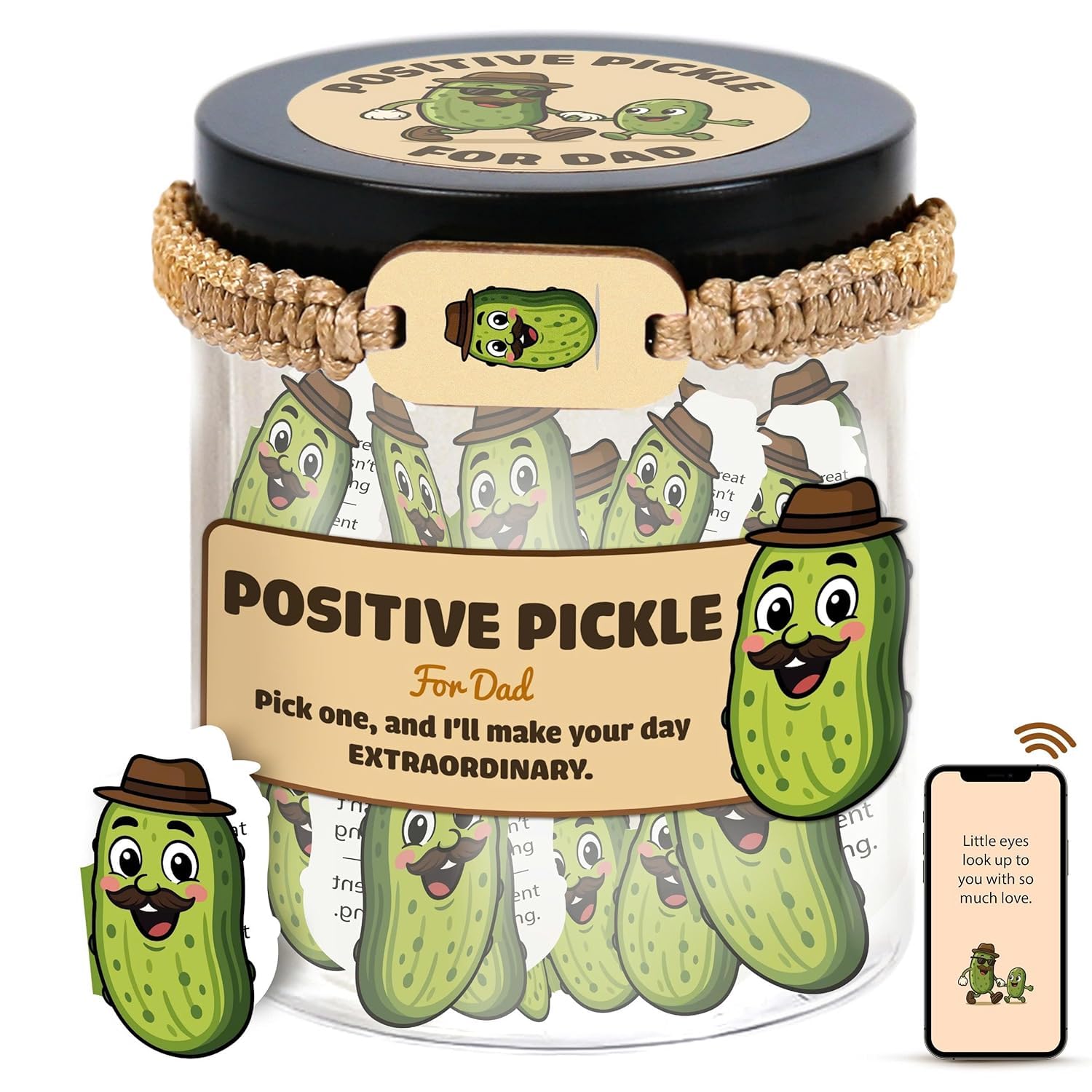60 Positive Pickle Cards Jar, Affirmation Cards For