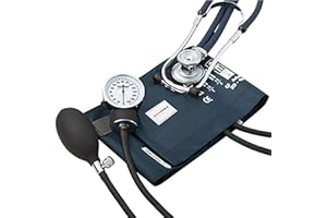 McKesson Premium Aneroid Sphygmomanometer and Stethoscope Combo Kit - Blood Pressure Gauge/Cuff, Sprague Rappaport Stethoscope, Navy Blue- Size 11, 23-40 cm, 22 in Tube, 1 Count