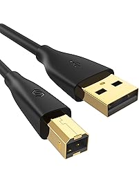 Printer Cable Syncwire Printer Cord - 9.8ft USB 2.0, Fast Speed Type A to B Scanner Cord for HP, Canon, Dell, Lexmark, Epson, Xerox, Samsung & More - Black