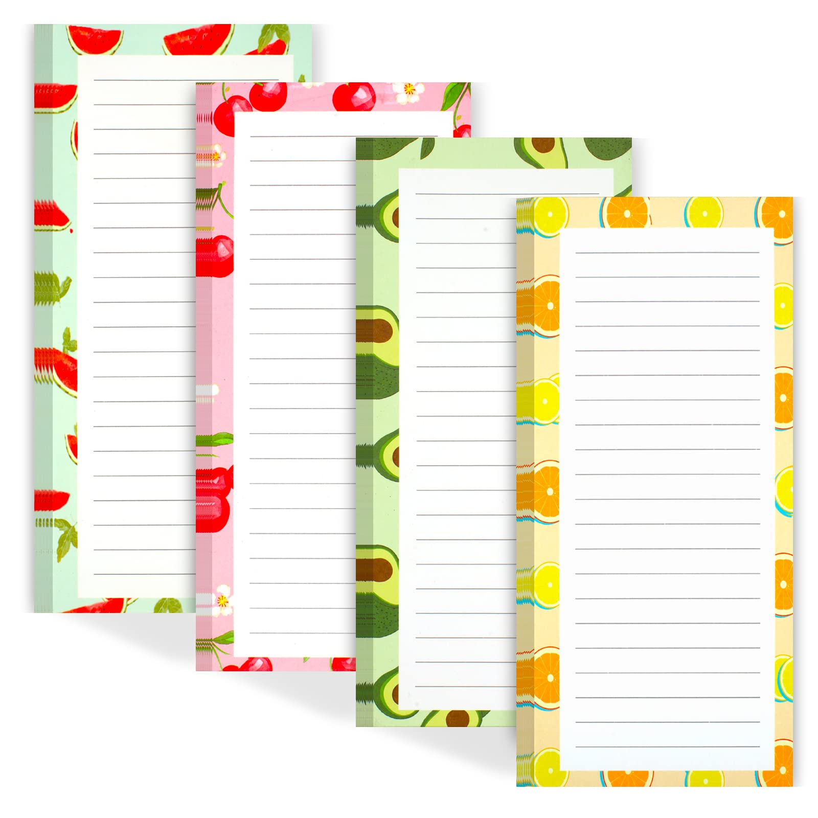 Photo 1 of 4 Pack Magnetic Notepads for Refrigerator, Grocery List Magnet Pad for Fridge, Fruit Design Magnetic Grocery List Pad for Fridge, Full Magnet Back Shopping Lists, 50 Sheets Per Note Pads