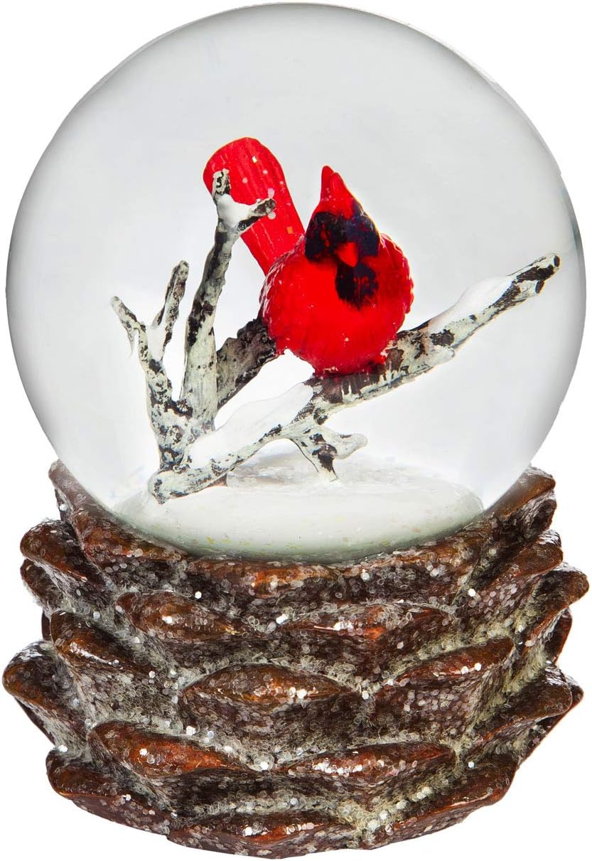 Snow Globes - Cypress Home Beautiful Christmas Cardinal Water Globe Table Top Décor - 4 x 6 x 4 Inches Indoor/Outdoor Decoration for Homes, Yards and Gardens