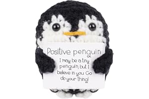 Netholid Positive Penguin Emotional Support Penguin Funny Handmade Crochet with Positive Cards Penguin Gifts Suitable for Birthday Gag Gift