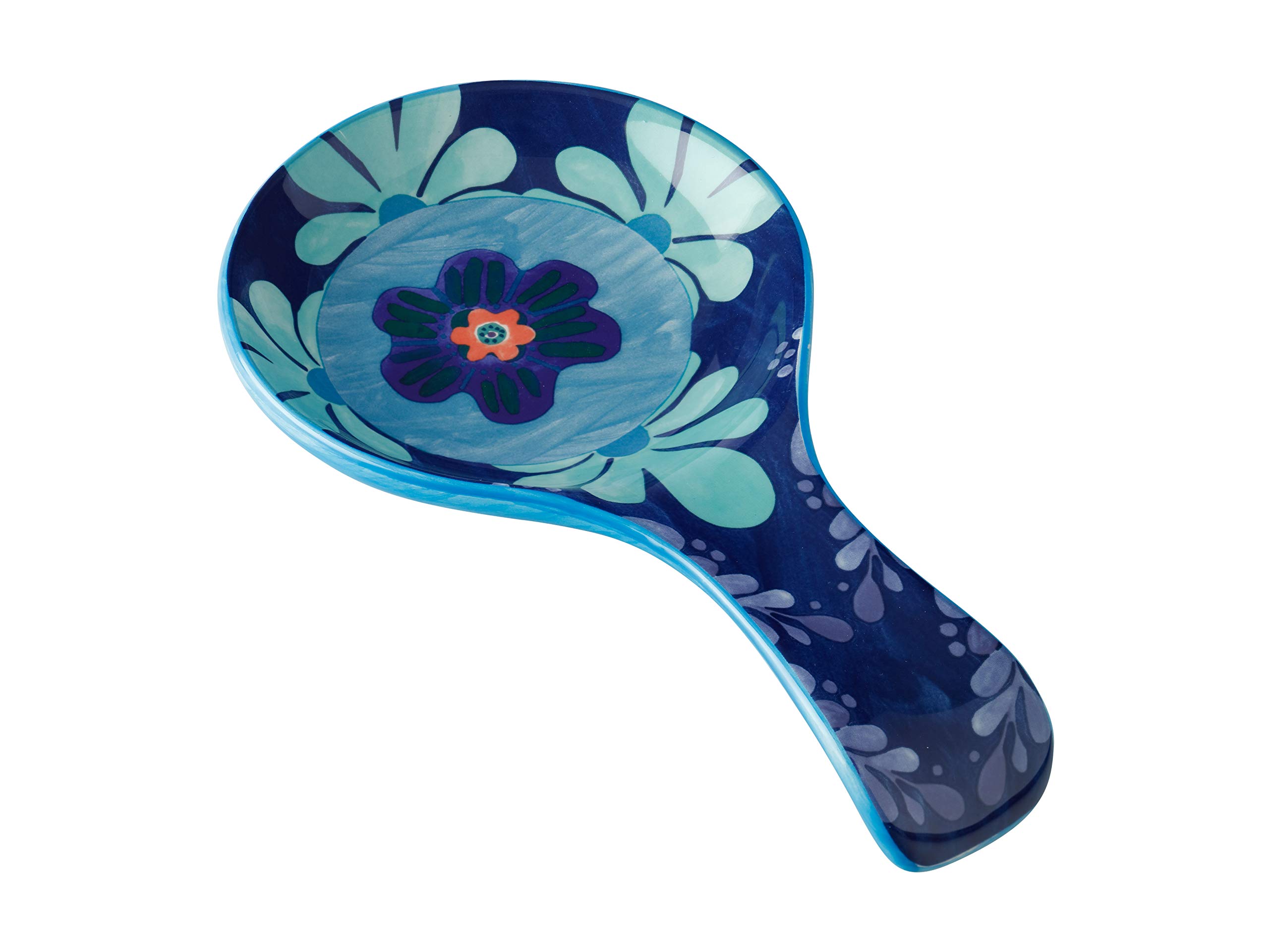 Maxwell & Williams Majolica Spoon Rest with Floral Design, Ceramic, Blue, 23 x 13 cm