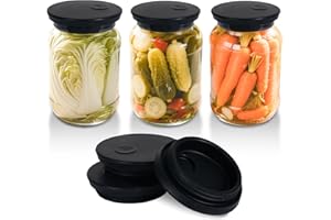 Kinggrand Kitchen Silicone Fermenting Lids Waterless Airlock Fermentation Tops Wide Mouth Fermenter Caps for Pickles, Kimchi 