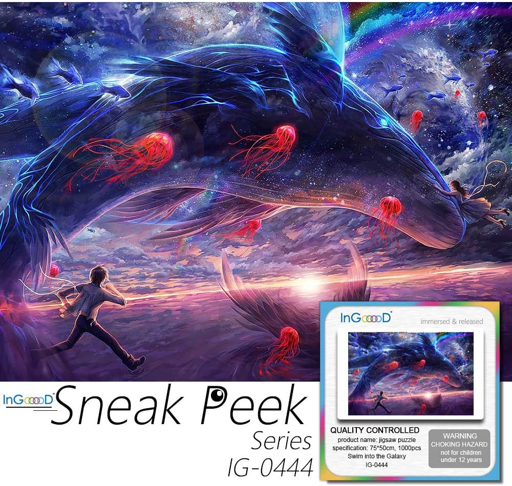 Ingooood- Jigsaw Puzzle 1000 Pieces- Sneak Peek Series- Swim into The Galaxy_ IG-0444 Entertainment Toys for Adult Special Graduation or Birthday Gift Home Decor
