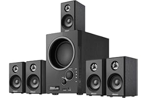 Elimavi 5.1 Surround Sound System with 5.5'' Subwoofer Stereo System for Home with 2.5'' Midrange Home Theater Speakers, Home Speaker System with 3.5-RCA/USB/Wireless/AUX Audio Inputs