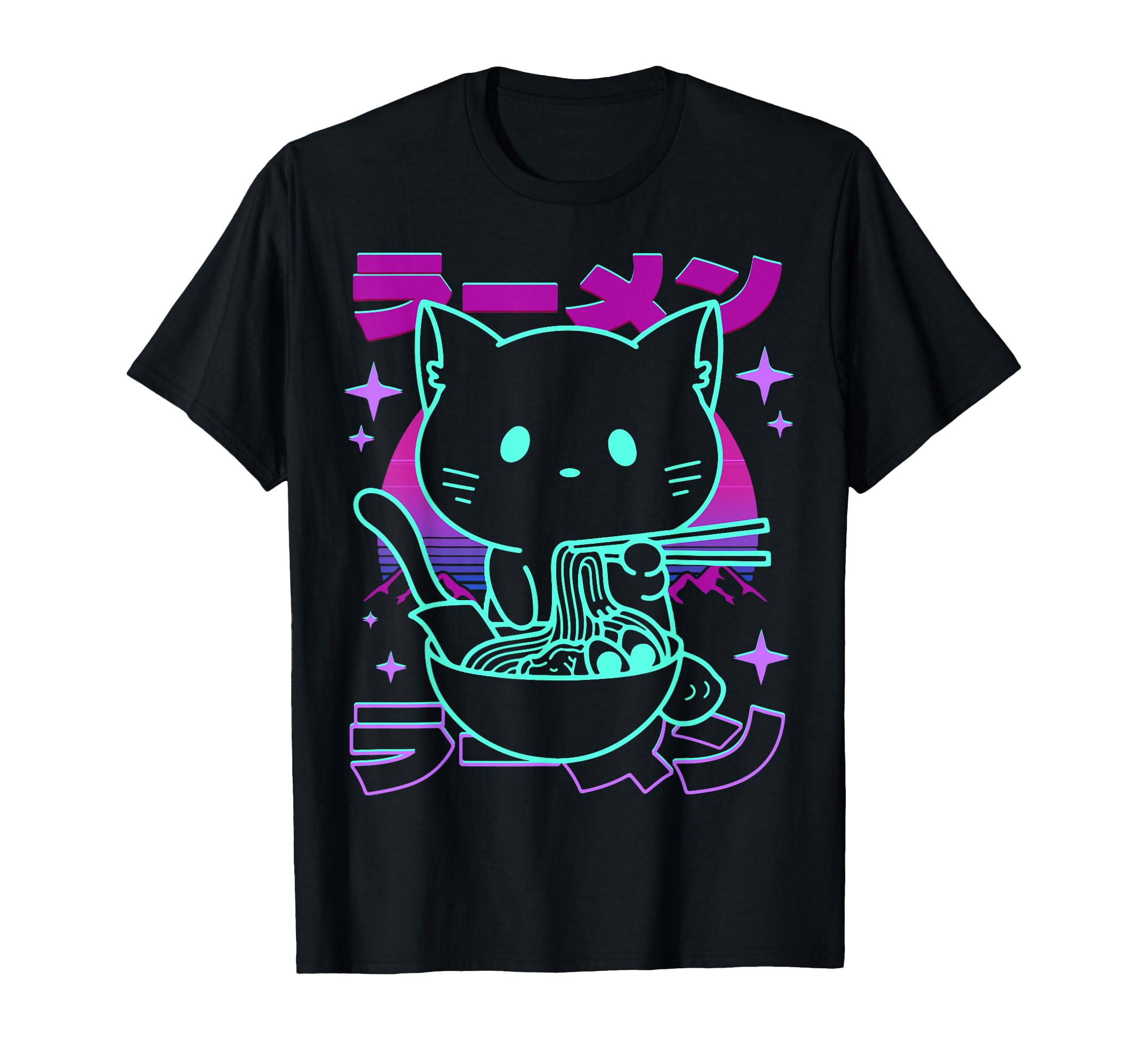 Photo 1 of Anime Ramen Cat Retro Japanese Noodles Aesthetic Kawaii cat T-Shirt