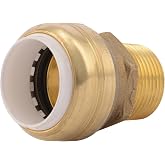 SharkBite 3/4 Inch PVC x 3/4 Inch MNPT Adapter, Push to Connect Brass Plumbing Fitting, PVC Pipe, UIP134A