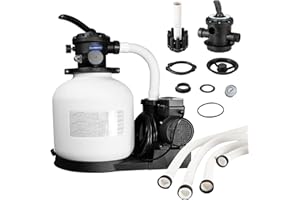 CHLORWORKS Sand Filter Pump for Above Ground Pool - Pool Sand Filter with Timer, Max Pump Flow Rate 3036 GPH, Up to 20,000 GAL Pools, 6-Way Valve Improved Circulation, Waterproof GFCI Plug
