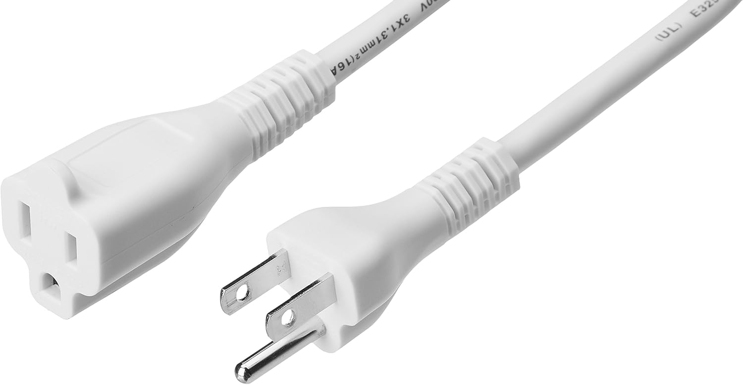 Basics Extension Cord - 3 feet - US - White: Electronics
