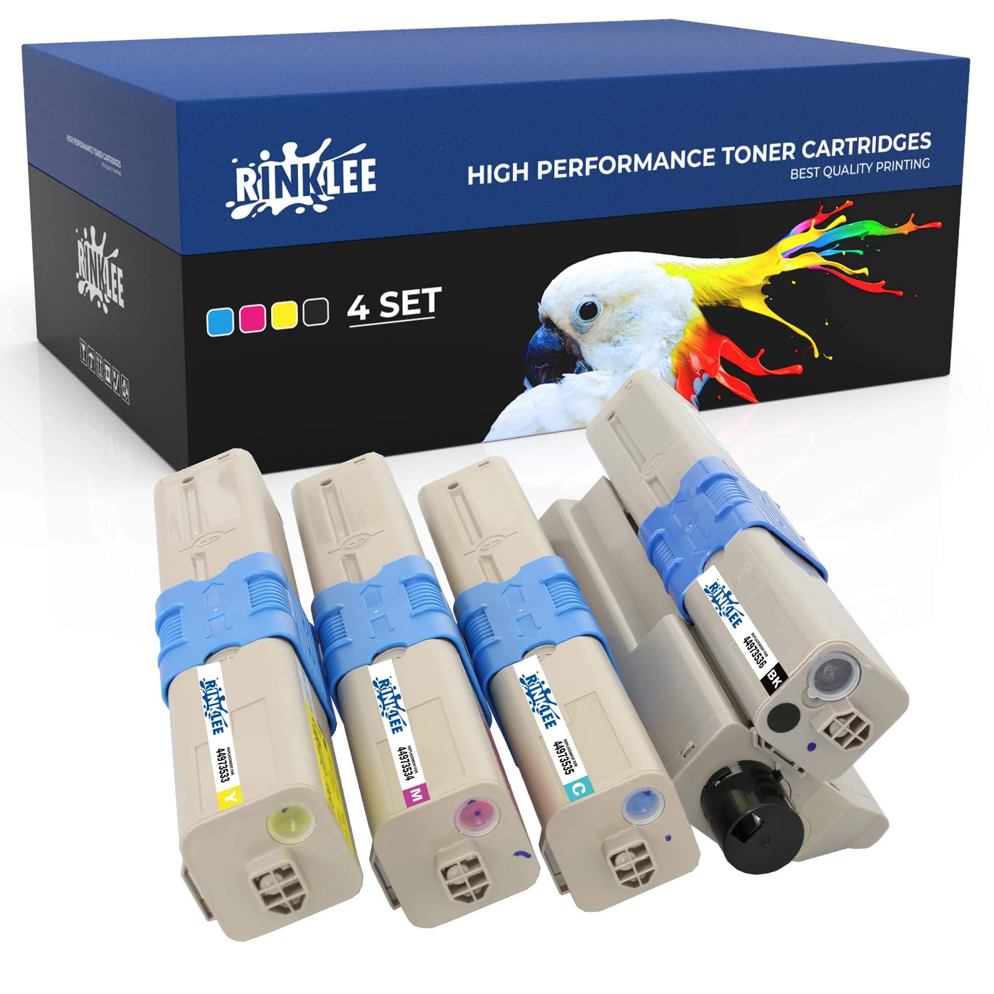 RINKLEE C301 C321 Toner Cartridge Compatible with Oki C301 C301dn C321 C321dn MC332dn MC342dn MC342dnw MC342dw MC342w | High Yield 2200/1500 Pages | 4-PACK