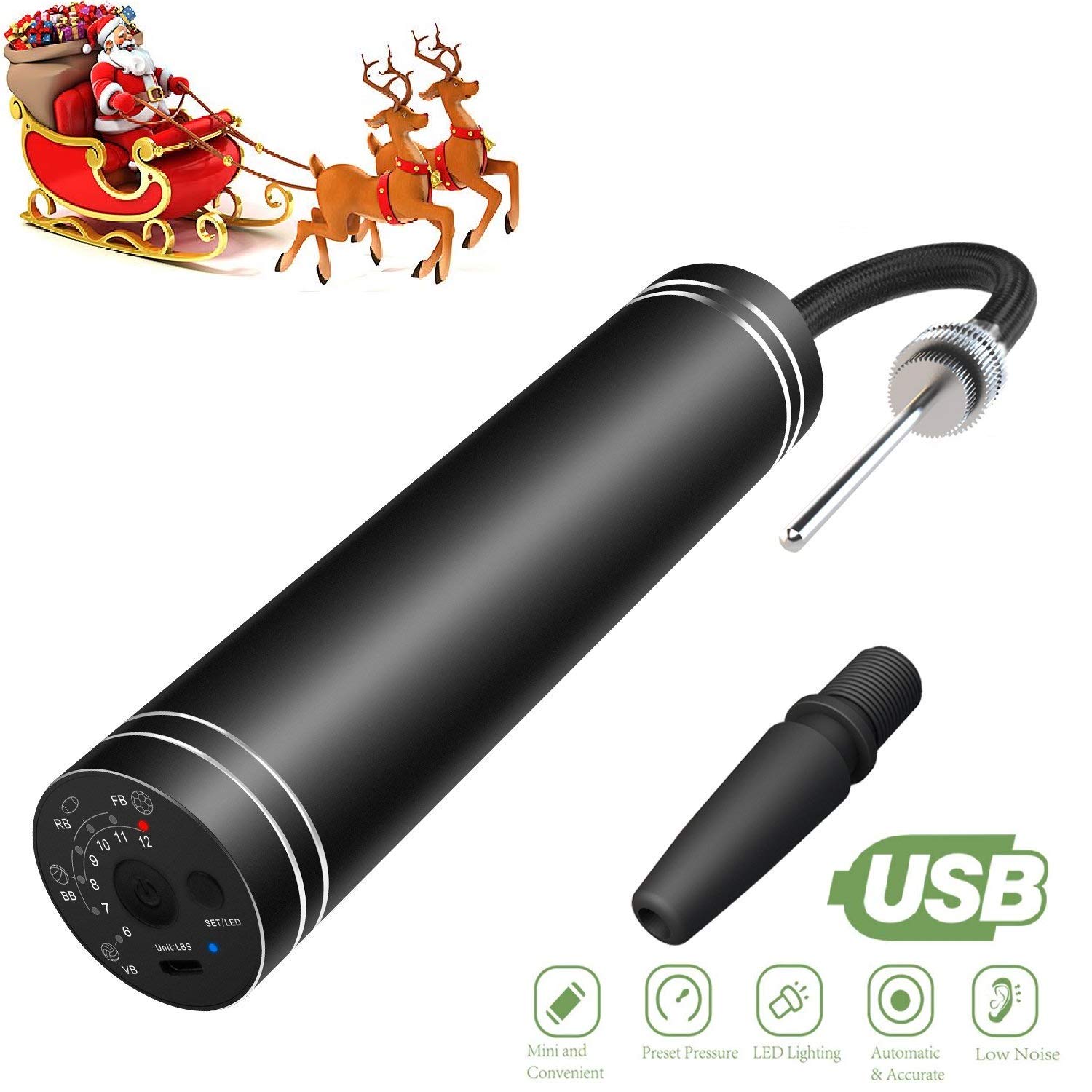 morpilot Portable Electric Air Pump Mini Pump Inflatable Pump with Needles, Suitable for Soccer, Basketball and Football, Volleyball and Swim ring