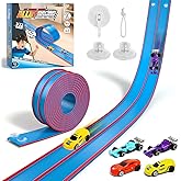 15Ft Flexible Race Car Track Toys for Kids with 4 Car & Suction Cups, Flex Tracks Starter Set Compatible with 1:64 Diecast Ca