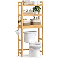SONGMICS Over The Toilet Storage, 3-Tier Over Toilet Bathroom Organizer with Adjustable Shelf, 26 x 63 x 170 cm, Space-Saving