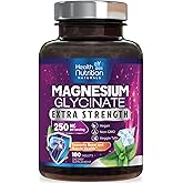 Magnesium Glycinate 250mg - 100% Chelated Magnesium for Max Absorption - Sleep Support, Muscle, Nerves, Bone & Heart Health Support, Best Mag Supplement, Vegan Non-GMO, 3rd Party Tested - 180 Tablets