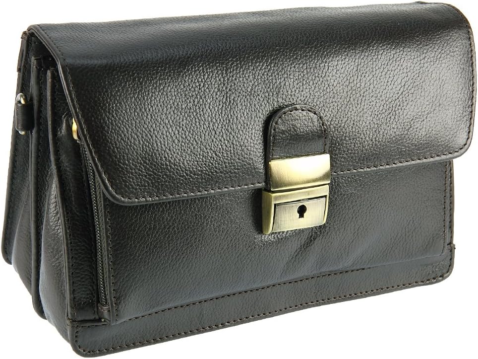 Primehide Mens Compact Soft Leather Pouch / Wrist Handbag Bag By Firelog - 854