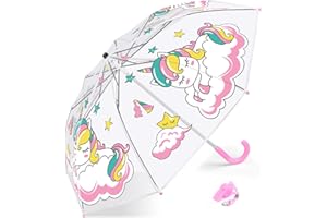 EAONE Kids Umbrella, Windproof Auto Open Stick Umbrellas for Rain Toddler Girls Boys…