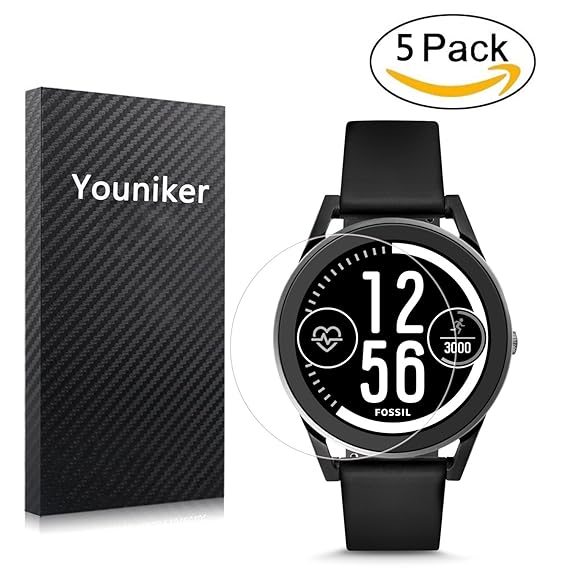 Youniker 5 Pack Fossil Q Control Screen Protector Film, Gen 3 Sport Smartwatch - Q Control Screen Protector Foils Crystal Clear HD, Anti-Scratch, ...