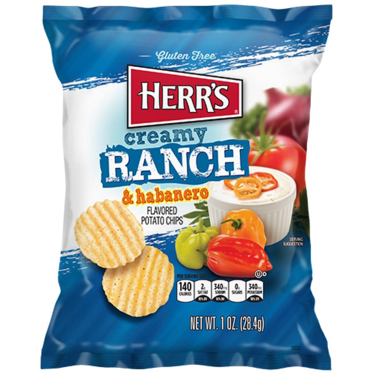 (Case of 30 bags)Herr's Creamy Ranch & Habanero Potato Chips 1 oz Bags - (BBD: Jun/2022)