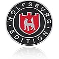 1pc 2.5in Wolfsburg Circle Edition Emblem 3D Raised Tailgate Badge Personalise Emblem Decal Car Side Sticker (Black&red&White)