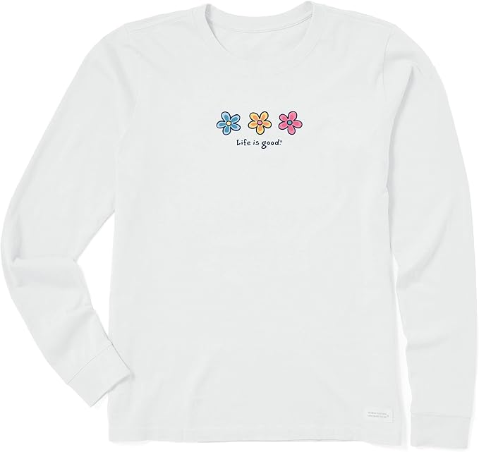 Life Is Good Women's Women's Crusher Graphic Long Sleeve TShirt Three Daisies Shirt Amazon.co