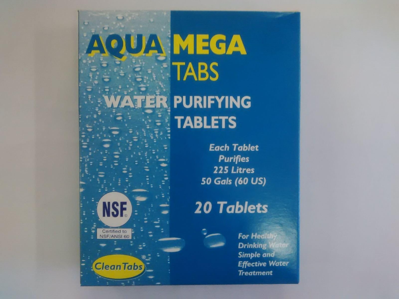 Clean Tabs Aqua Mega Water Purifying Tablets (Pack of 20) - Blue
