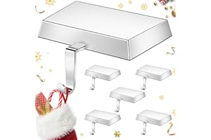 WLLEYAY 6 Pack Heavy Duty Metal Christmas Stocking Holders for Mantle, Non-Slip Fireplace Stocking Hooks Xmas Holiday Party Decorations for Counter Tables Window Fireplace Mantle Home Shelf Decor(Silver)