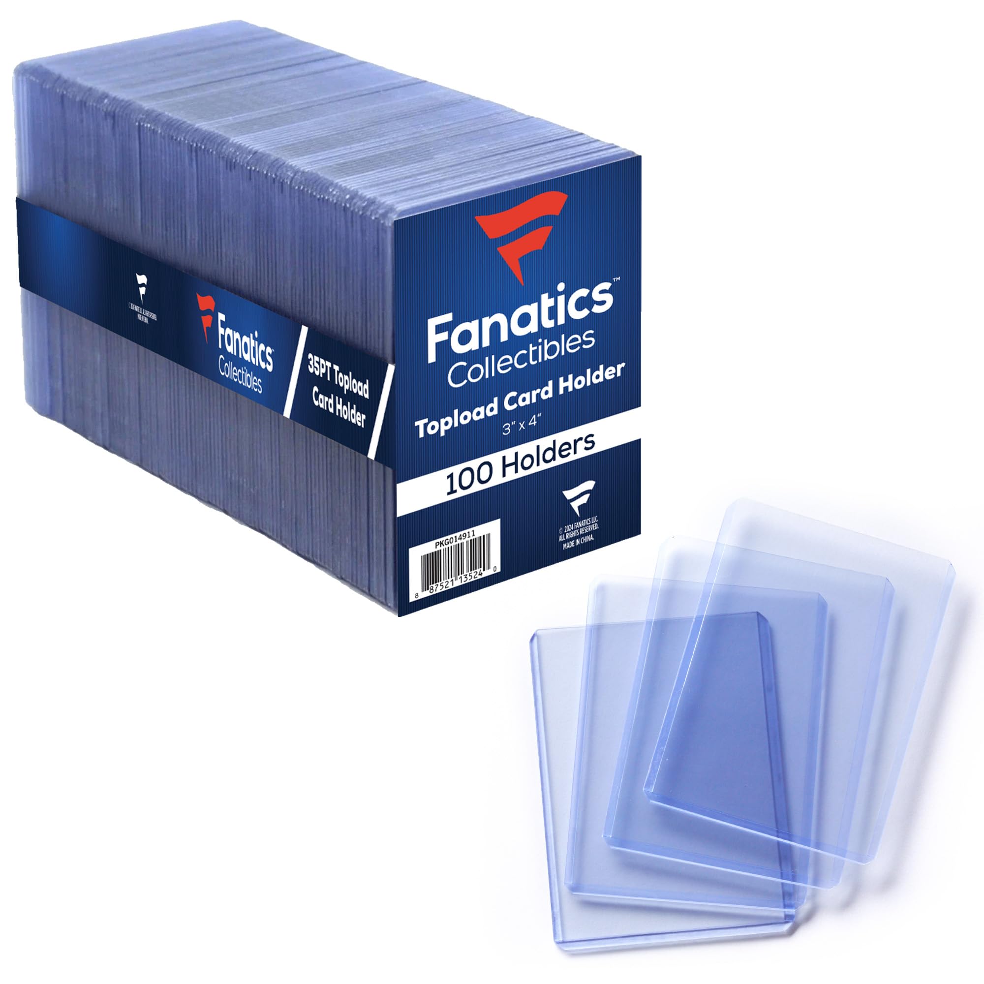 Fanatics Collectibles 35pt 3x4 Top Loaders, 100 Count - Standard Size Clear Rigid Card Holders for Trading Card Protection