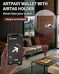 Mens Wallet With AirTag Holder, Bifold Leather RFID