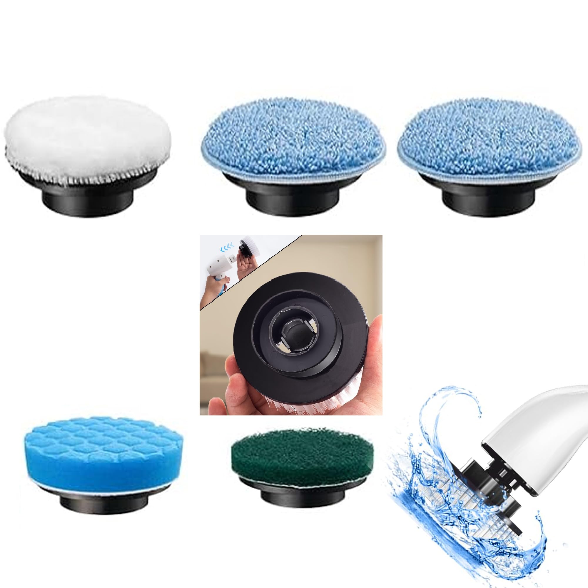 Cordless Electric Spin Scrubber Replacement brush head,5 auxiliary Soft sanitary ware cloth brush heads, suitable for leather care, sofa cleaning,kitchen bathroom cleaning, etc.