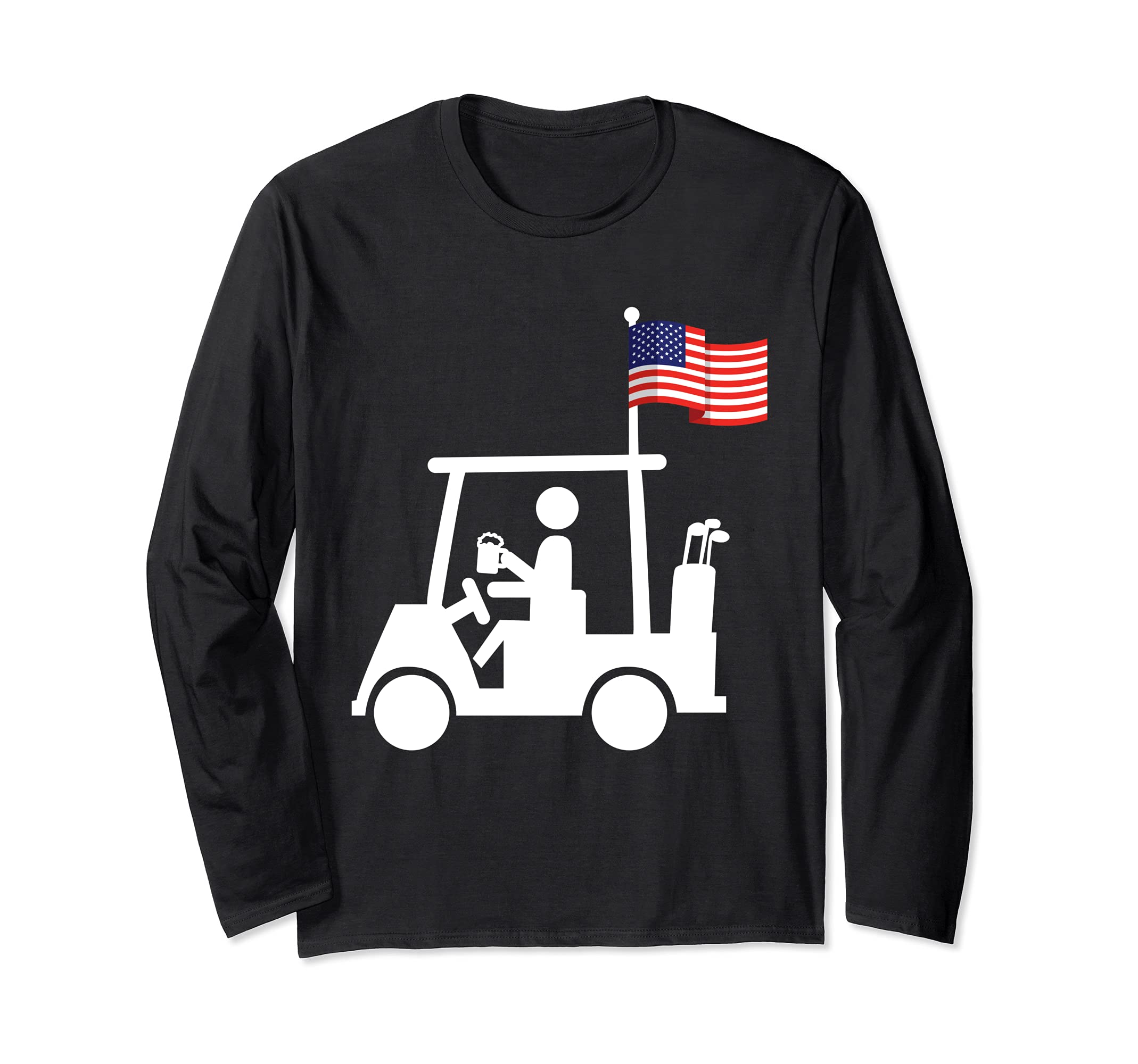 Patriotic Golf Wear USA Strong Golf Cart Drinking Long Sleeve T-Shirt