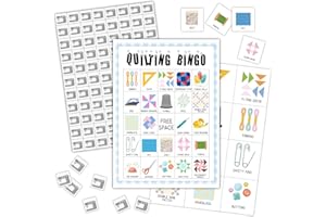 BSNZZIO Quilting Bingo Games, 24 Players Bingo Cards, Indoor Outdoor Activities for Family Friends, Vacation Gifts for Adults Teenager, Quilting Gifts Quilt Guild Game Bingo Supplies -07