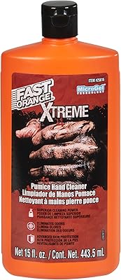 Fast Orange 25616 Xtreme Heavy Duty Hand Cleaner, Natural Citrus Scent, Waterless Cleaner For Mechanics, Strong Grease Fighter, Eliminates Odors while Protecting Skin 15 Fl. Oz