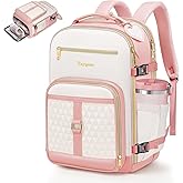 Taygeer Kids Travel Backpack for Airplane, TSA Kids Personal Item Travel Bag Backpack with Luggage Tags & Water Bottle Pocket, Underseat Airline Personal Item Bags for Women Teens Girls, Pink