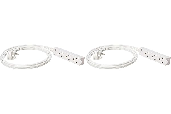 Amazon Basics Rectangular Indoor Extension Cord Power Strip - 1.83-meter, 3-Prong ,Flat Plug, Grounded - 13 Amps, 1625 Watts,