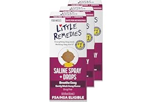 Little Remedies Sterile Baby Saline Nasal Spray and Drops, Safe for Newborns to Relieve Stuffy and Dry Noses, 0.5 Fl Oz, Pack of 3