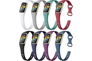 Maledan 8 Pack Band Compatible with Fitbit Charge 5/Charge 6 Bands for Women Men, Soft Slim Silicone Waterproof Sport Strap Replacement Wristband Accessories for Fitbit Charge 5/6 Fitness Tracker