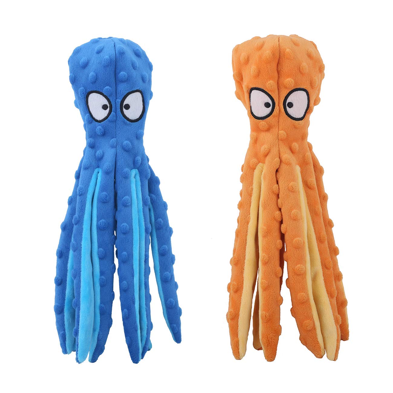 CPYOSN Octopus Squeaky Plush Dog Toys - No Stuffing, Crinkle, Durable for Puppy Teething, Small to Medium Dogs, 2 Pack