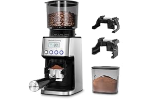 URintells Cuising Burr Coffee Grinder, Electric Coffee Grinder with 51 Grind Settings, Precision Timer, Stainless Steel Espresso Grinder with Anti-Static Design, Easy Clean and 3 Modes