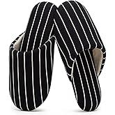 Epsion Linen Slippers for Women Japanese Style House Shoes Fleece Lining Soft Sole Anti-Skid