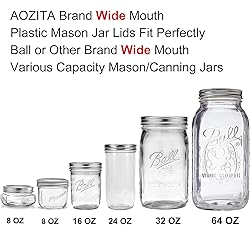 AOZITA [10 Pack] WIDE Mouth Mason Jar Lids for