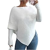 Milumia Women's Off The Shoulder Poncho Sweater Asymmetrical Oversized Pullover Knit Tops Fall Clothes